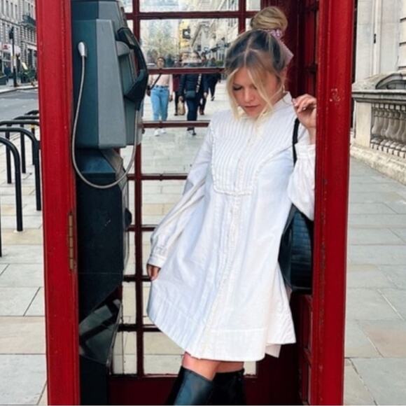 Free People Cherry Mini Dress in Optic White Large Western Bohemian - Picture 3 of 15